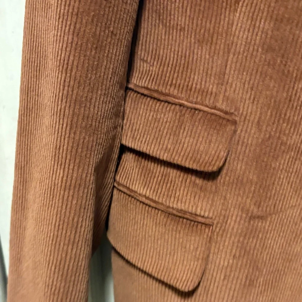 Stafford Chocolate Brown Stretch Comfort Slim Fit Corduroy Sport Coat 46 Reg BN